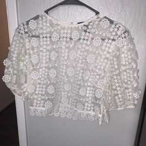 See-through off white blouse